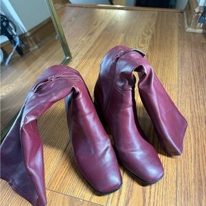 Women's Burgundy Leather Boots